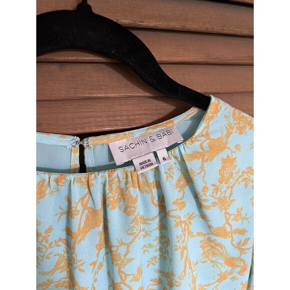 Sachin + Babi Alexandra Georgette Floral Asymmetrical Midi Dress, Size 6 - Picture 3 of 6